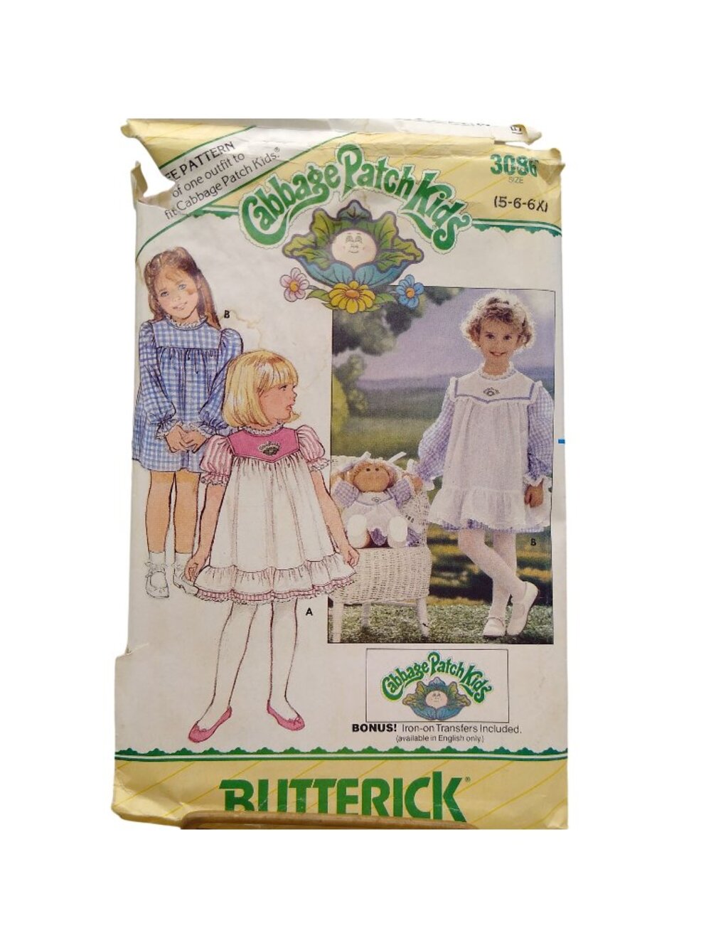 Vintage Craft Sewing PATTERN Butterick 3086 Cabbage Patch Kids Matching Girls